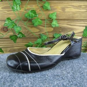 Gentle Souls Women Ankle Strap Sandal Shoes Black Leather‎ Size 36.5 Medium